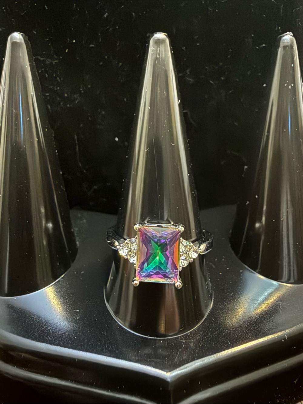 Mystic Topaz Silver Cocktail Ring in Iridescent Purple - Picture 6 of 6